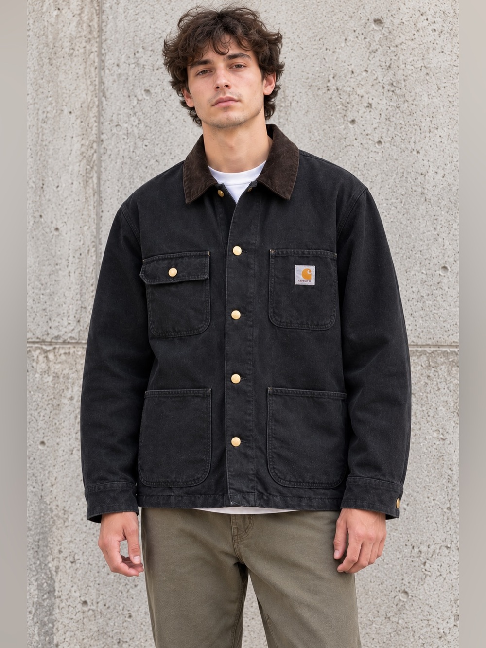 Carhartt WIP Michigan Coat Black Canvas Chore Jacket Men’s Medium